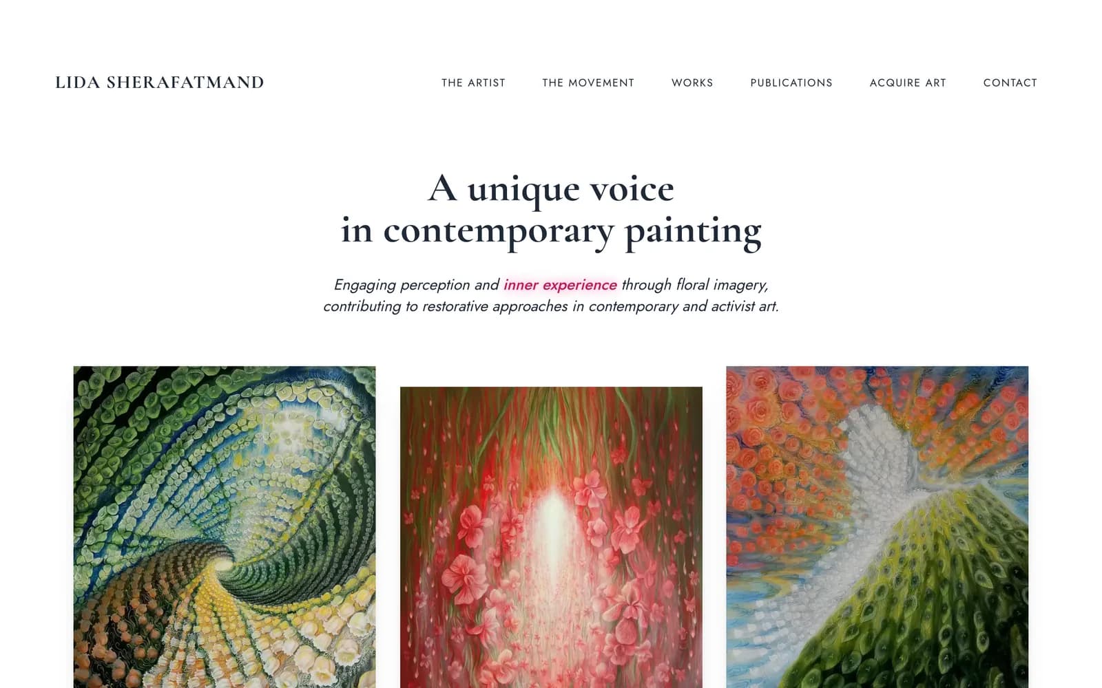 De website van Lida Sherafatmand